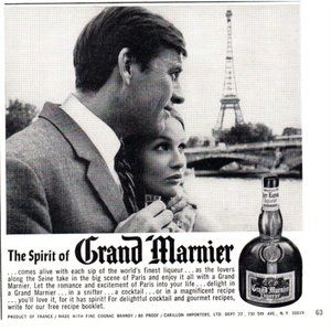 1965 Grand Marnier Liqueur Vintage Print Ad Paris Eiffel Tower Couple Wall Art